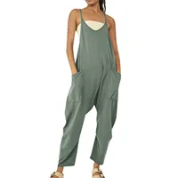 New Women's Solid Color Zipper Pocket Jumpsuit Tank Top European American Style Fashionable Independent Store Best Seller - Image 2