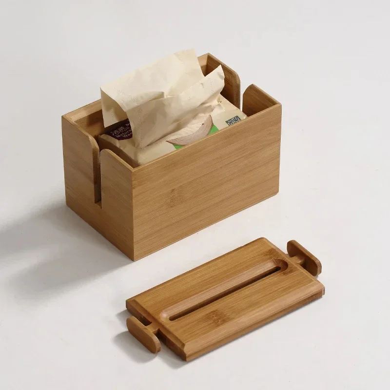 

Bamboo Tissue Box for Tea Room Decor, Square Napkin Holder, Eco-Friendly Mini Storage for Living Room or Bedroom