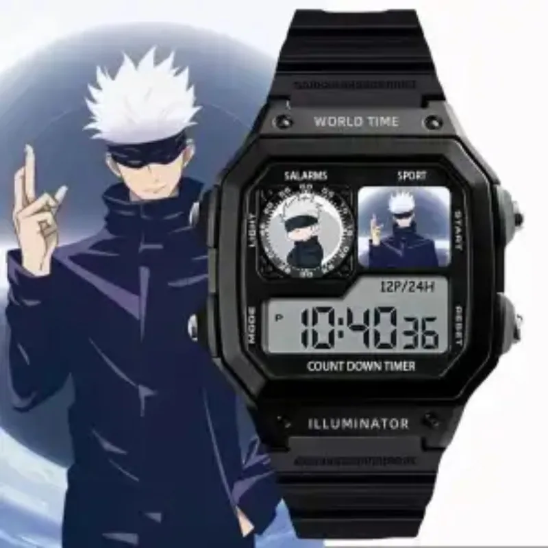 انمي ياباني Jujutsu Kaisens Gojo Satoru وسيم الكرتون منقوشة ساعة أنيمي البضائع هدية صغيرة #2