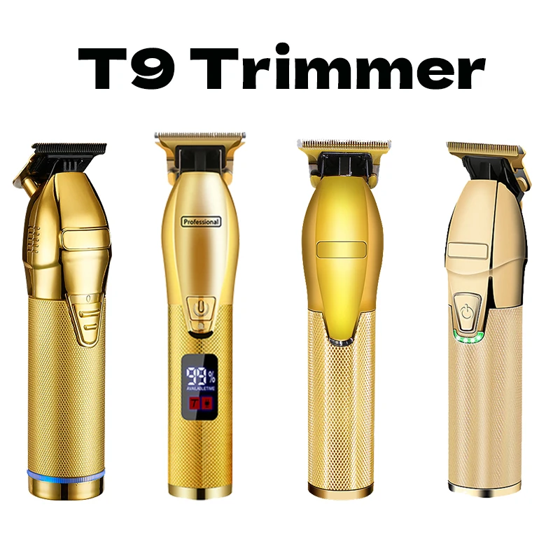 Gold Professional Hair Trimmer Clipper For Men Rechargeable Barber Cordless Hair Cutting T9 Hair Styling Beard Trimmer S9 Machin