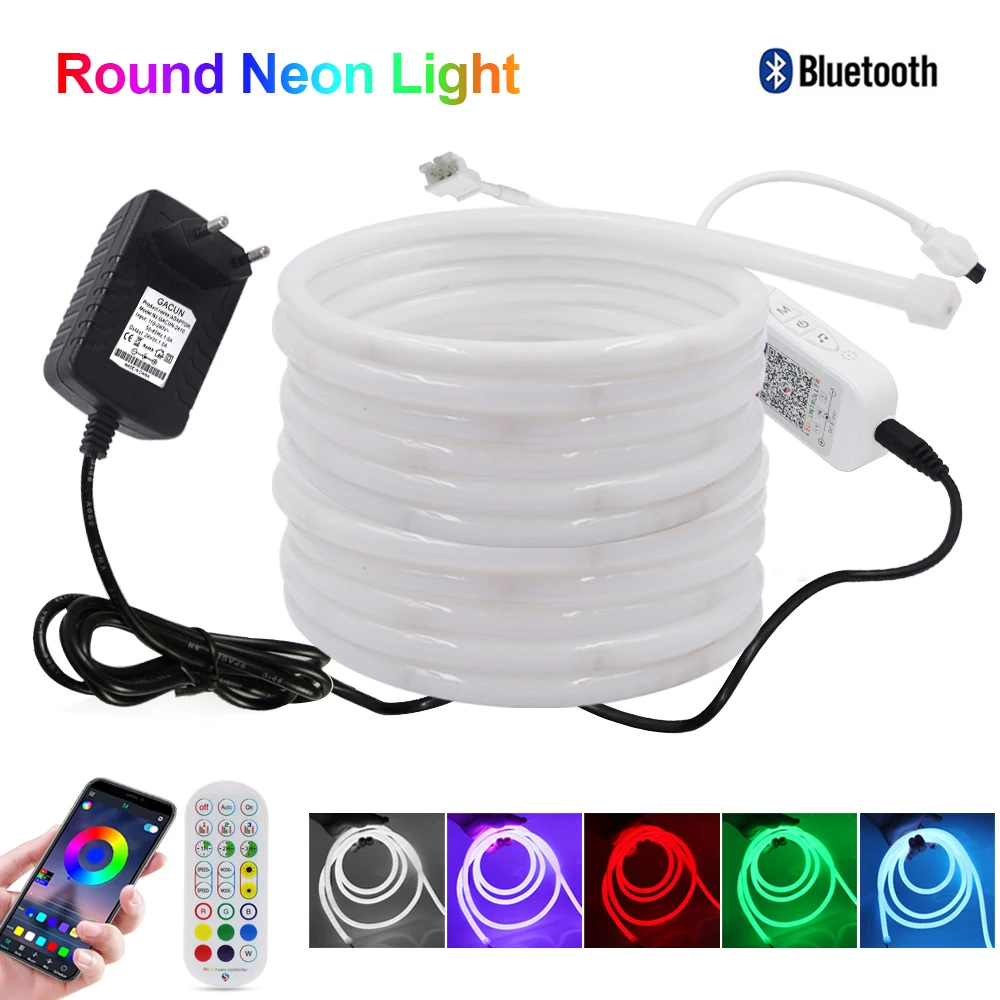 24V WS2811 Addressable Pixel LED Neon Strips Remote/Bluetooth/WiFi Tuya APP Smart RGBIC Waterproof Flexible Round Tube Tape Lamp