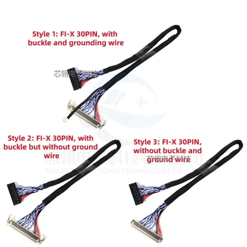 1pcs FIX-30PIN LCD LVDS Double 8 Double 8 Display Panel Cable with Card Buckle with Ground Wire 30/40/50/60/80/150cm