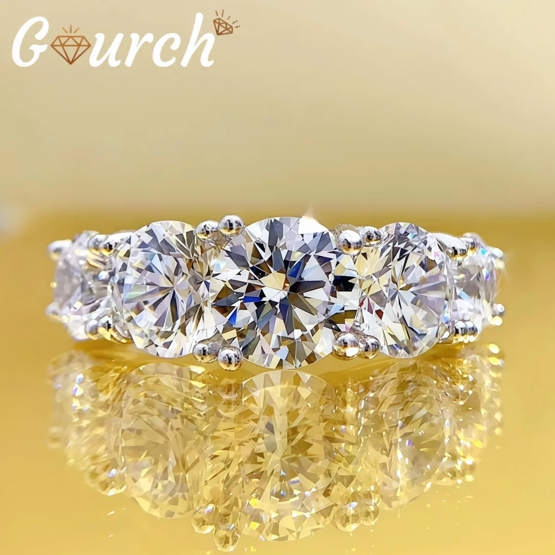 

Gourch 3CT Full D VVS1 Moissanite Ring S925 Sterling Silver Shining Luxury Wedding Engagement Band Elegant Gift for Women
