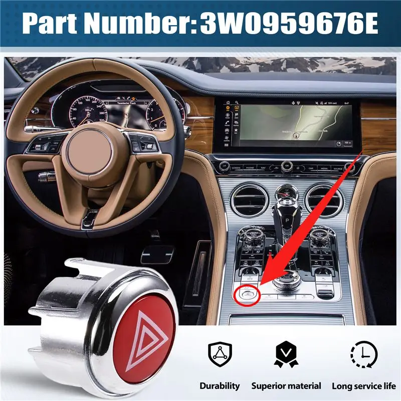 Double Flash Light Switch For Bentley Continental GT Emergency Light Button Double Flash Light Switch For Bentley 3W0959676E-X59