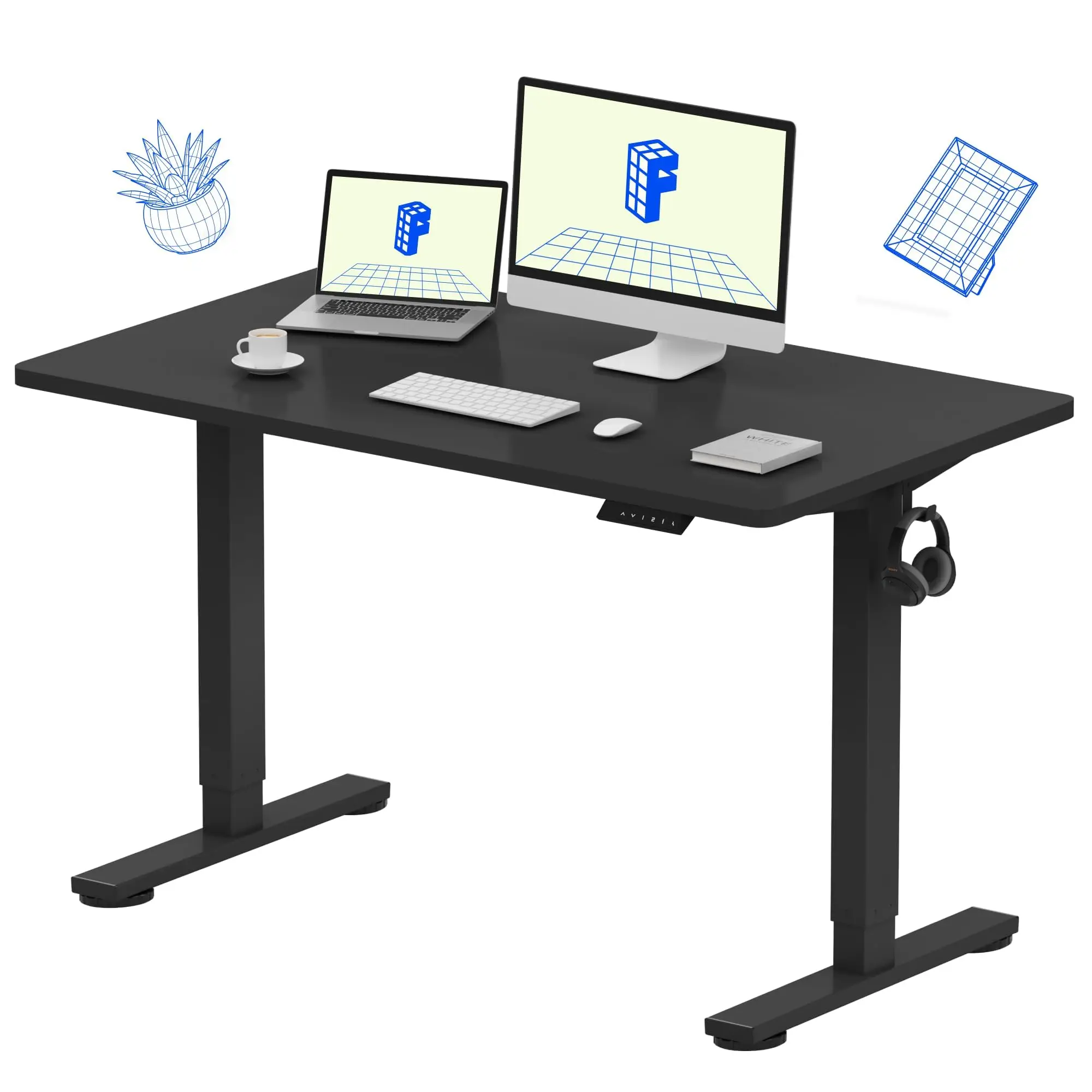 EN1 One-Piece Standing Desk, Electric Adjustable with 4 Memory Presets, 176 LBS Capacity, Stable & Quiet, Seamless