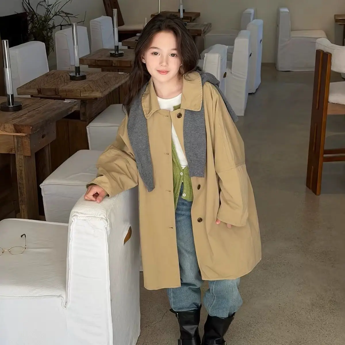 Girls Trench Coat Autumn and Winter 2026 New Top Medium and Long Versatile Foreign Coat