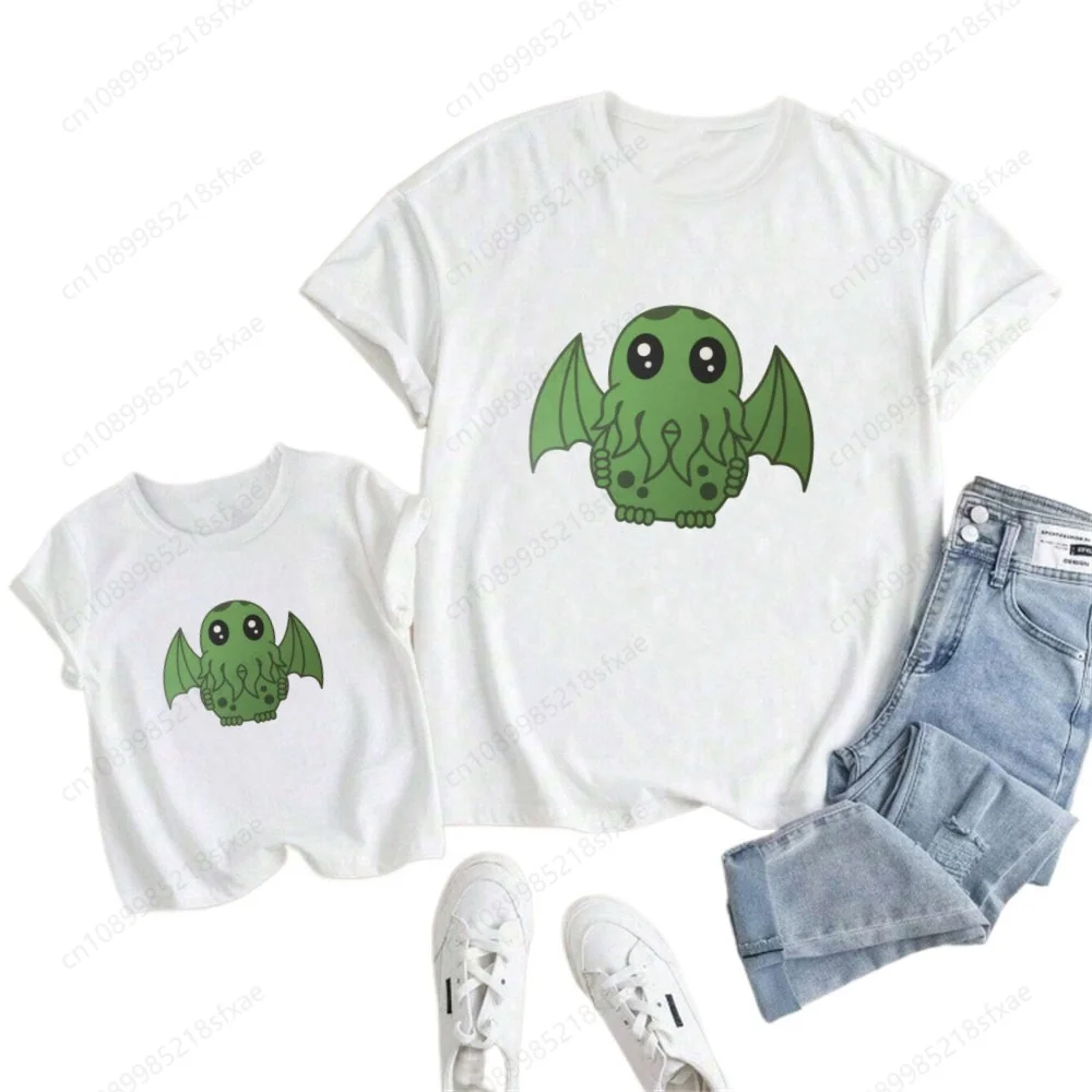 

Cthulhu Lovecraft, осьминог, ужас, Хэллоуин, футболка для семьи, детская одежда, вечерние Top, футболка для мальчиков и девочек