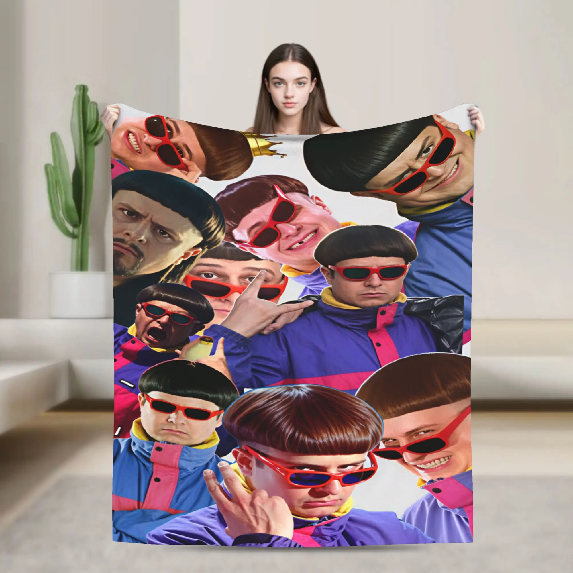 Oliver Tree Funny Faces Throw Blanket Super Soft Novelty Blankets  For Outdoor Travel Office Flannel Bedspread Bed Cover