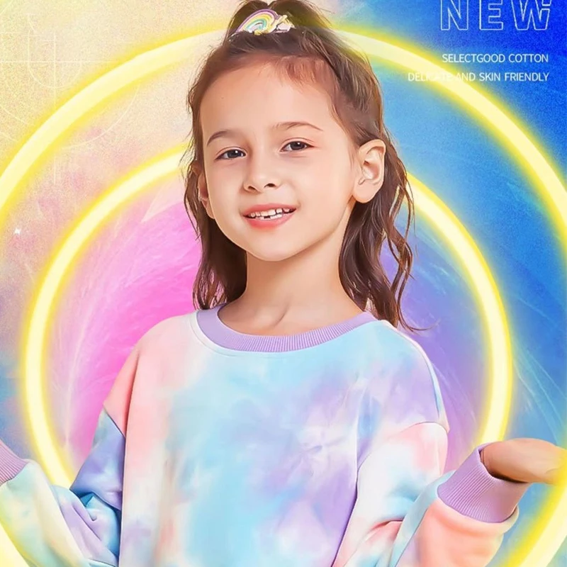 Moana Round Neck Children Cartoon Tie-dye Clothing Girls Pink Purple Pullover Thin Clothing Clothes Kid Sweatshirt Tops Gift image 6