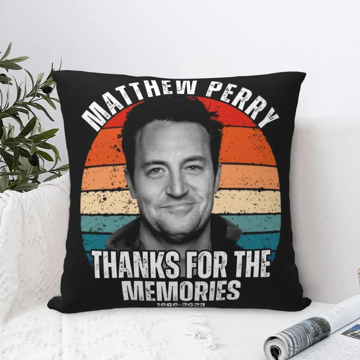 Matthew Perry Chandler Bing Memoriam Pillow Cases Cushion Covers Creative Zipper Decor Pillowcover for Seat 40*40cm