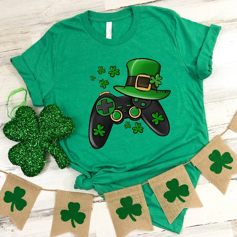 St. Patrick's Day Shirt Game Kawaii Clothes Irish Tee Shamrock St. Patrick's Day Women Clothes Irish Women Clothing Shamrock L