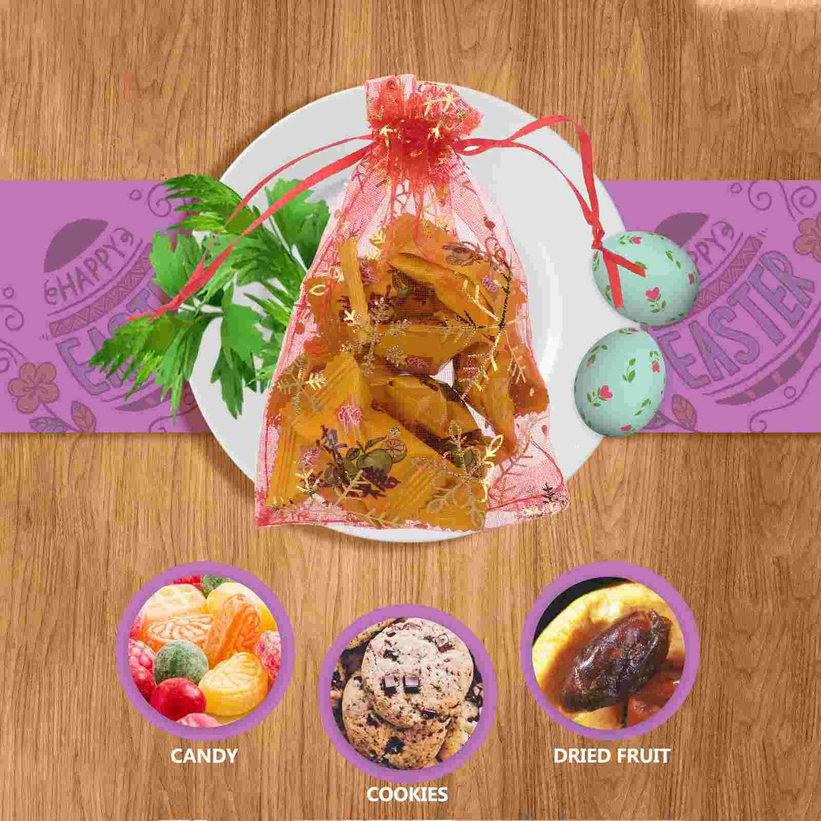 

50 Pcs Satin Drawstring Bags Christmas Transparent Elegant Gift Jewelry Gauze for Favors