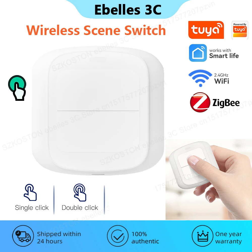 

Tuya ZigBee WiFi Smart Switch 2 Gang 4 Scene Push Button Wall Switch Module Smart Life APP Wireless Remote Control Automation
