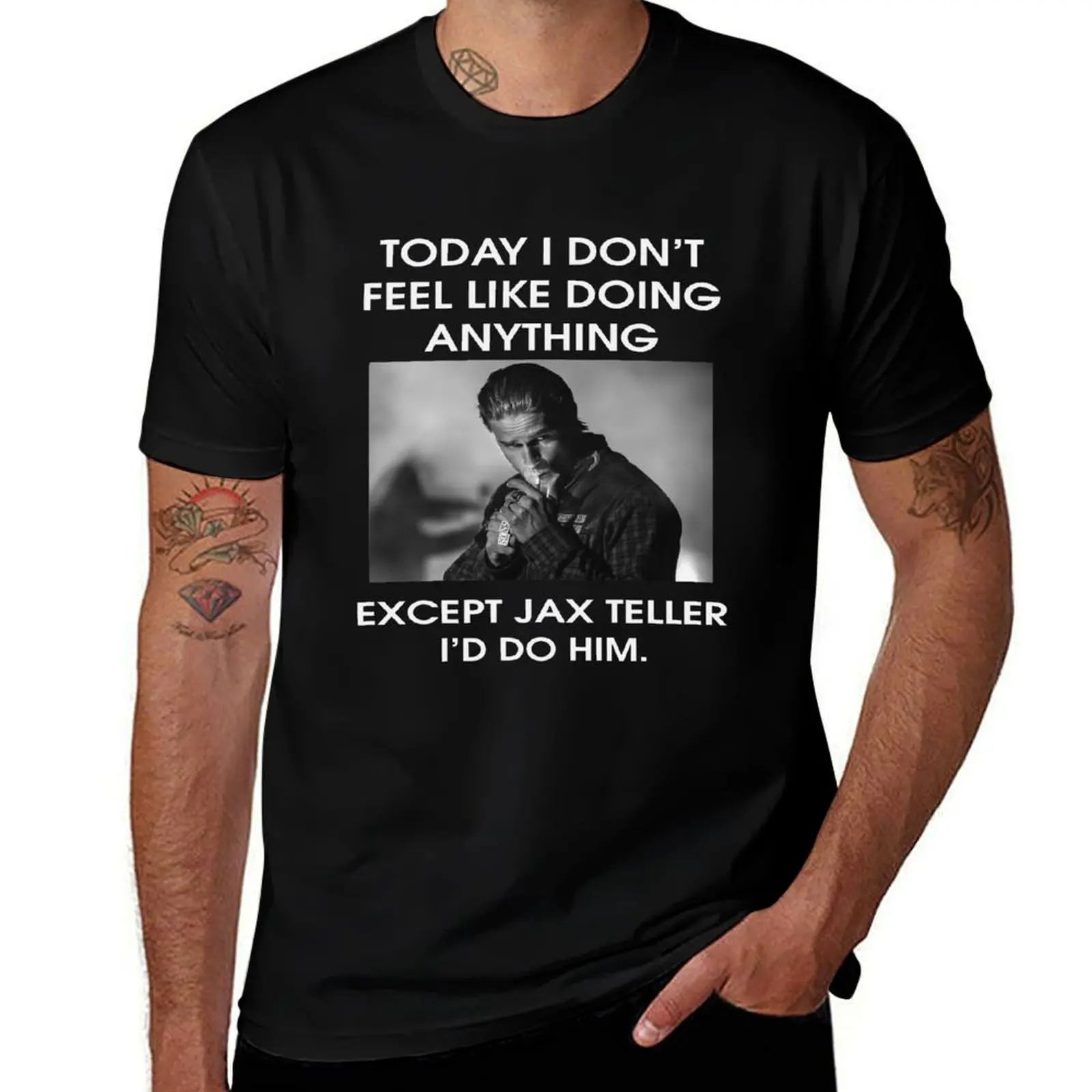 

Charlies Hunnamn Today I Dont Feel Like Doing Anything Except Jax Teller Basic Novelty Tees Gift Ideas black T-Shirt