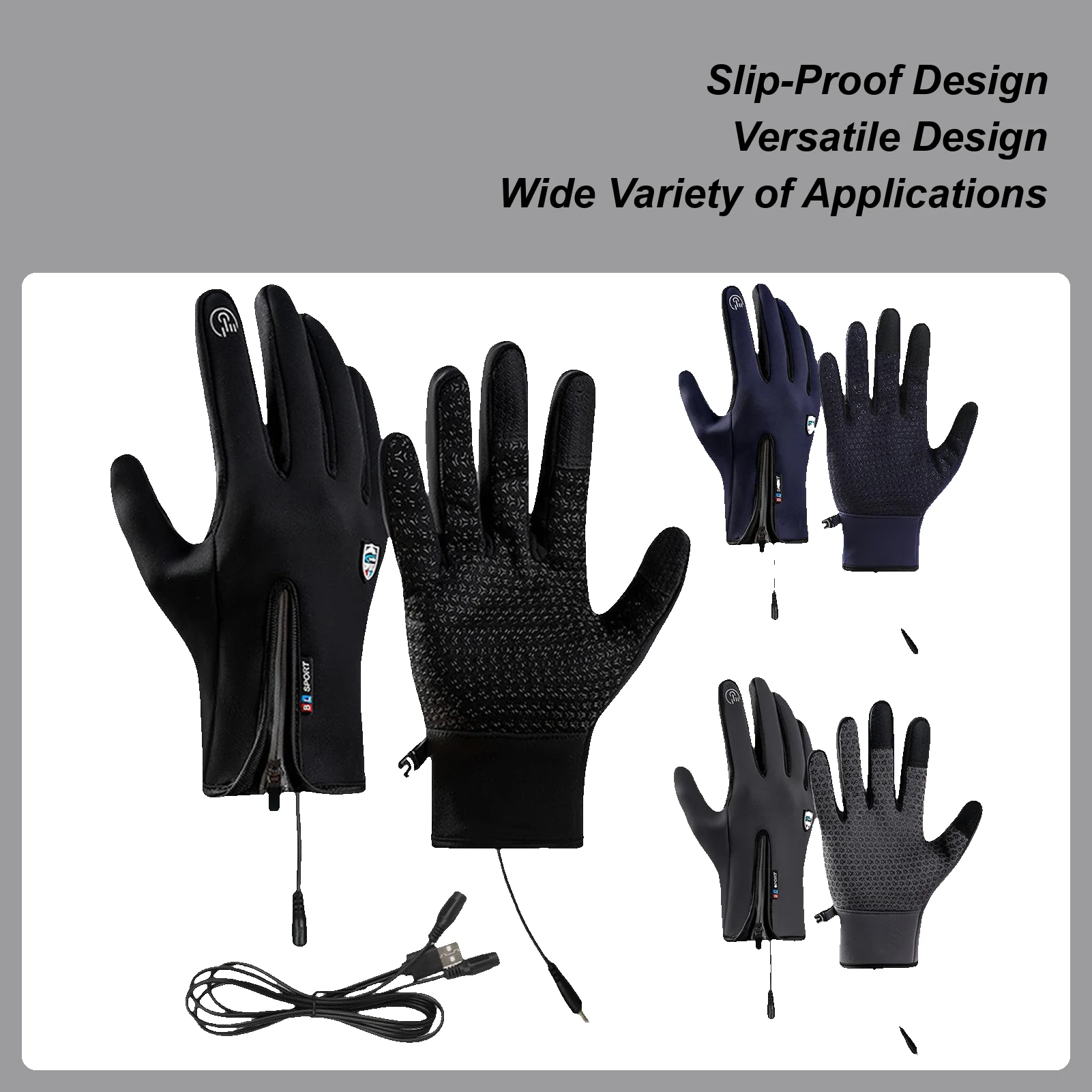 

USB Heated Gloves Women Men, Touchscreen Waterproof Adjustable Temperature for Winter Outdoor Sports Hand Warmers