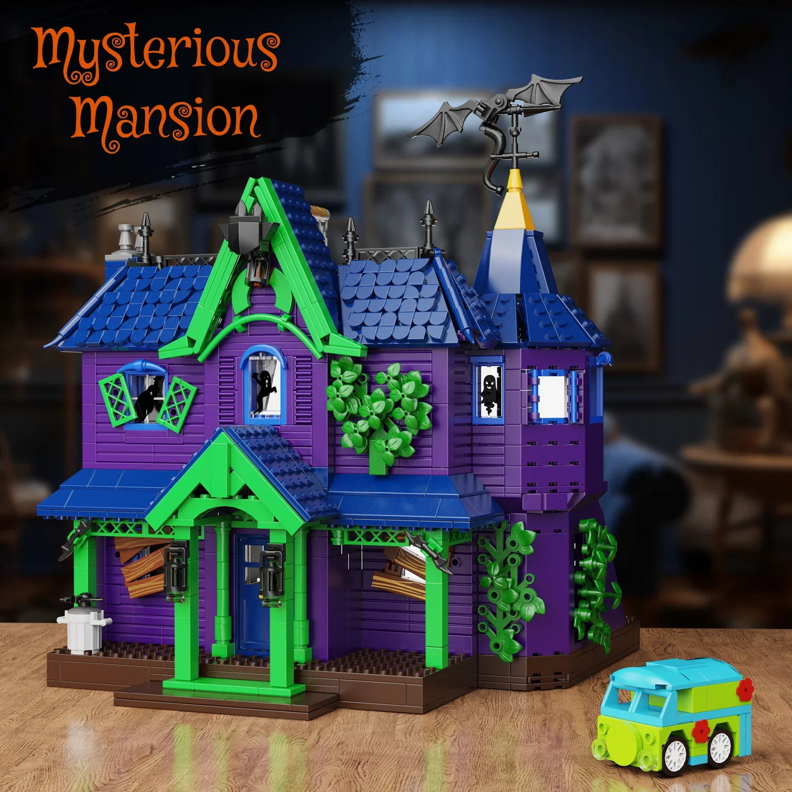 MOC Scoo-b Mystery Mansion Building Kit Haunted House Mystery Machine Bricks Toys Boys and Girls Gifts(1461 Pcs)