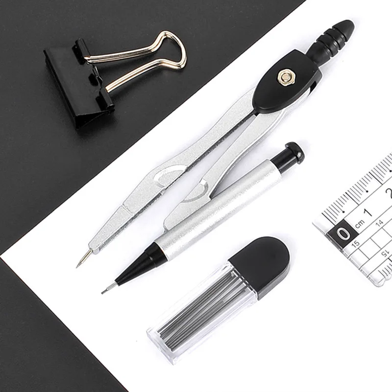 2sets  new size student compass ruler set black and white drawing compass 2-piece wholesale maths set  geometry set  math