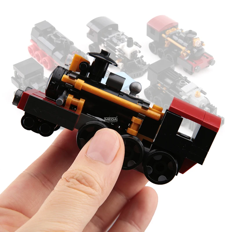 

Мини 6-в-1 классический поезд, наборы строительных блоков, немецкий паровоз, строительные кирпичи, сделай сам, железнодорожный поезд, сборные кирпичи, игрушки