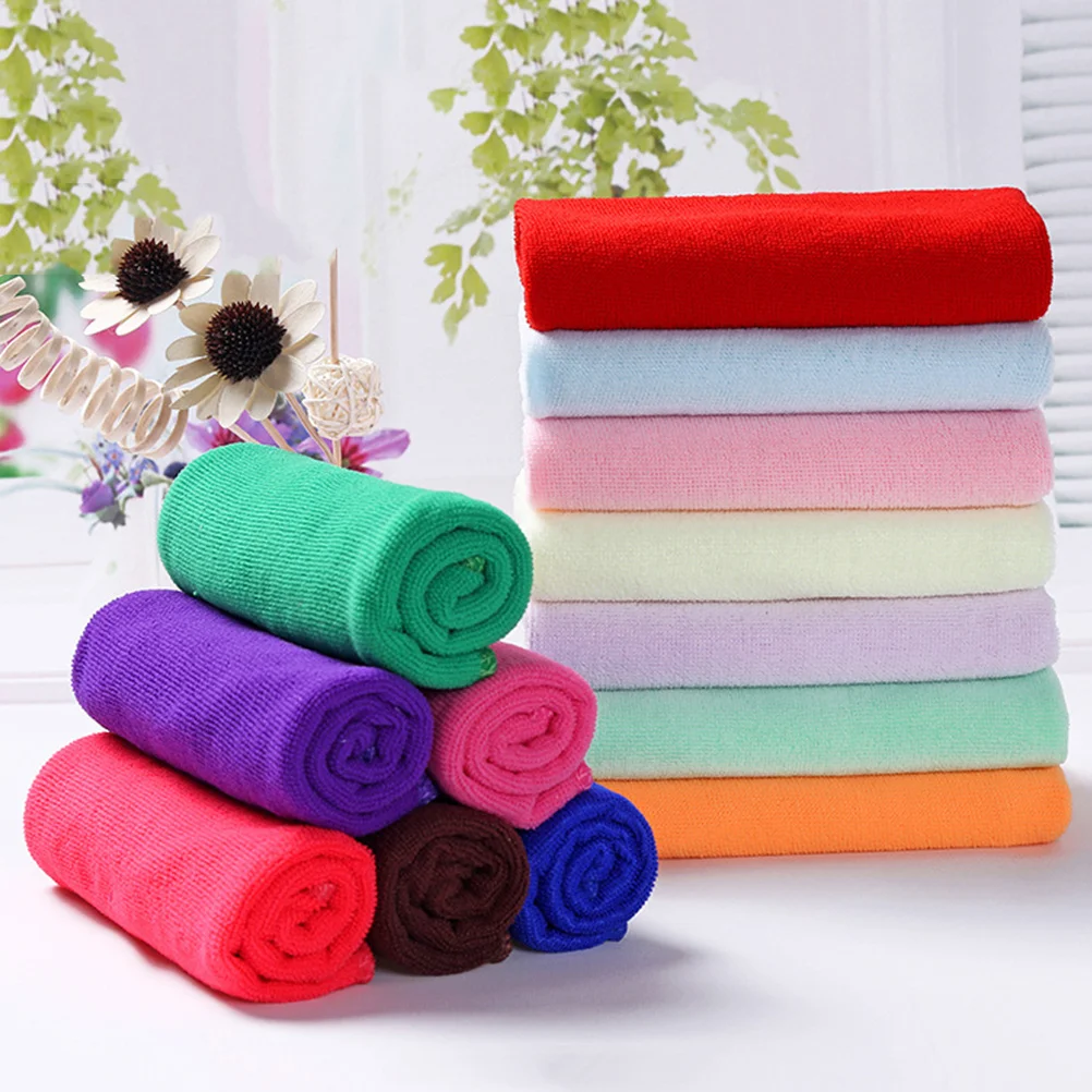 10Pcs Fiber Towels Highly Absorbent Fade-Resistant Wash-Resistant Hand Face Towels Eco-Friendly Comfortable 20x20cm Assorted