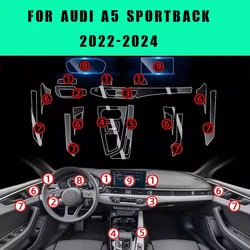 For Audi A5 Sportback 2022-2024 Car Interior Door Center Console Media Dashboard Navigation TPU Anti-scratch Protector Film