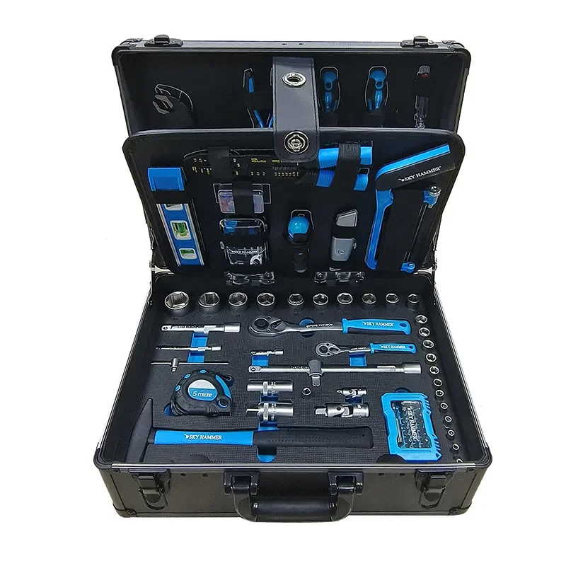 

128 repair hand tools with aluminum case for garage repairs