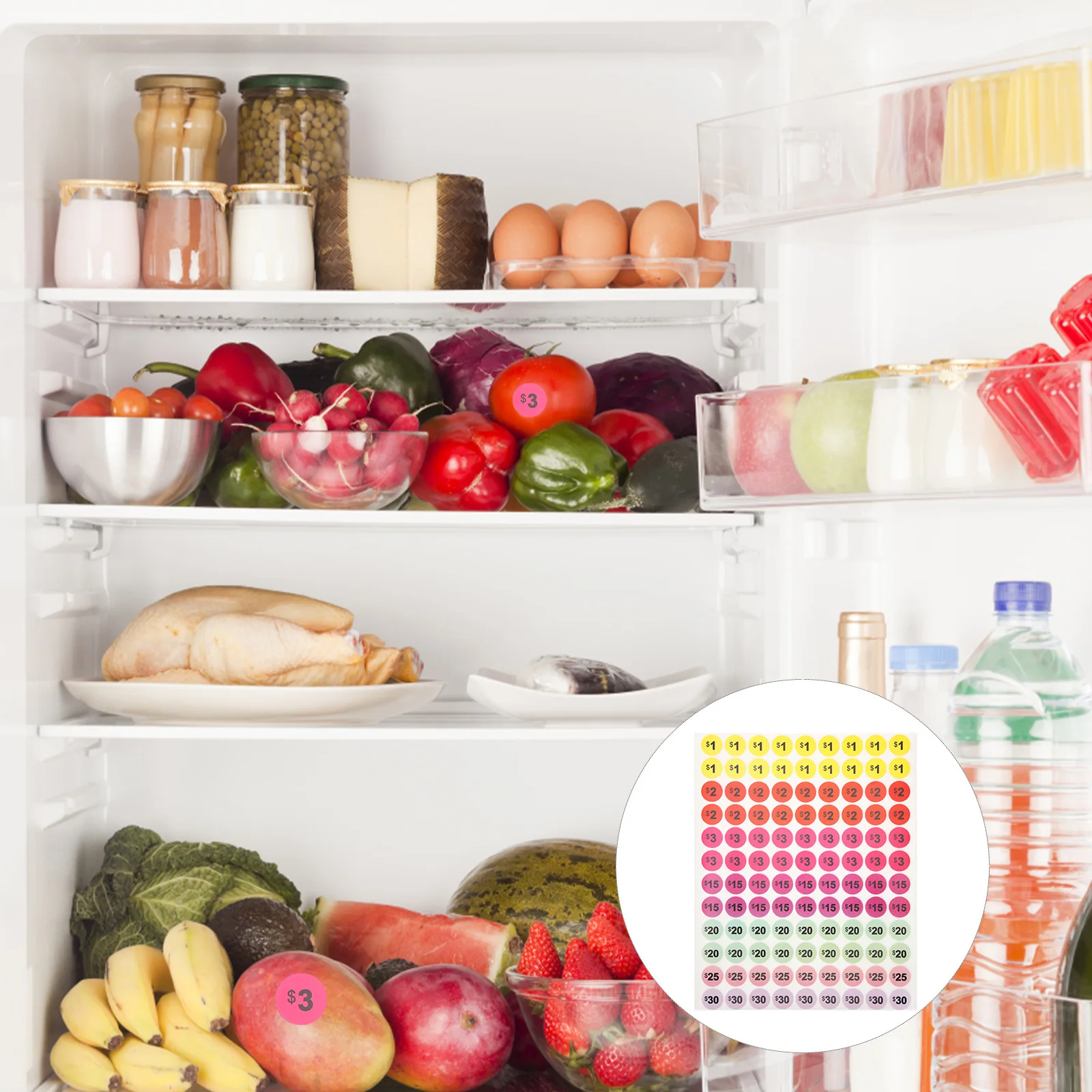 30 fogli adesivi per prezzi dai colori vivaci per garage, cortile, mercato delle vendite, etichette dei prezzi, etichette dei prezzi delle vendite, piccole imprese