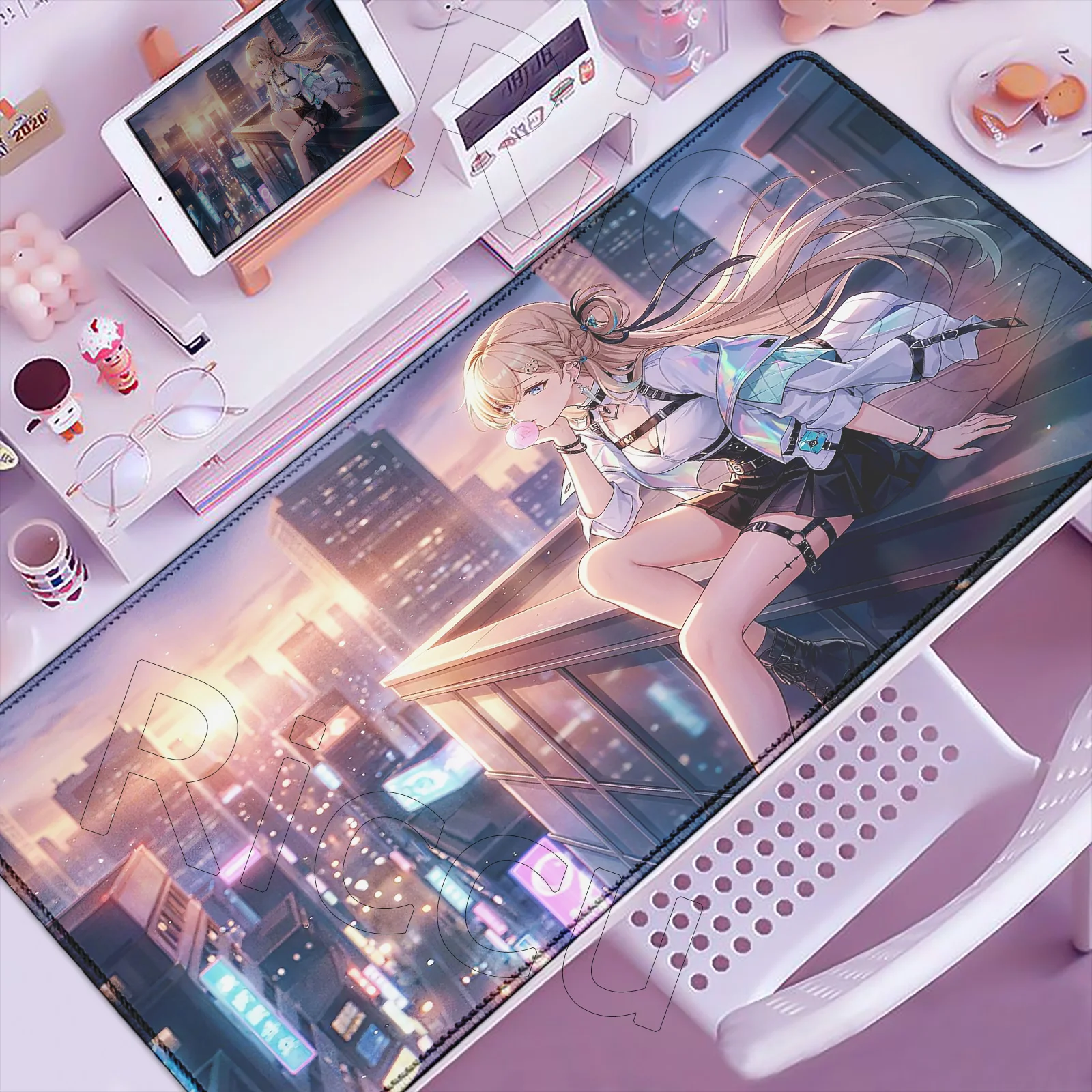Pretty Game Anime Wuthering Waves Lynae Mornye Mousepad XXL 900x400mm Computer PC Keyboard Pad Non-Slip Rubber Laptop Mousepad