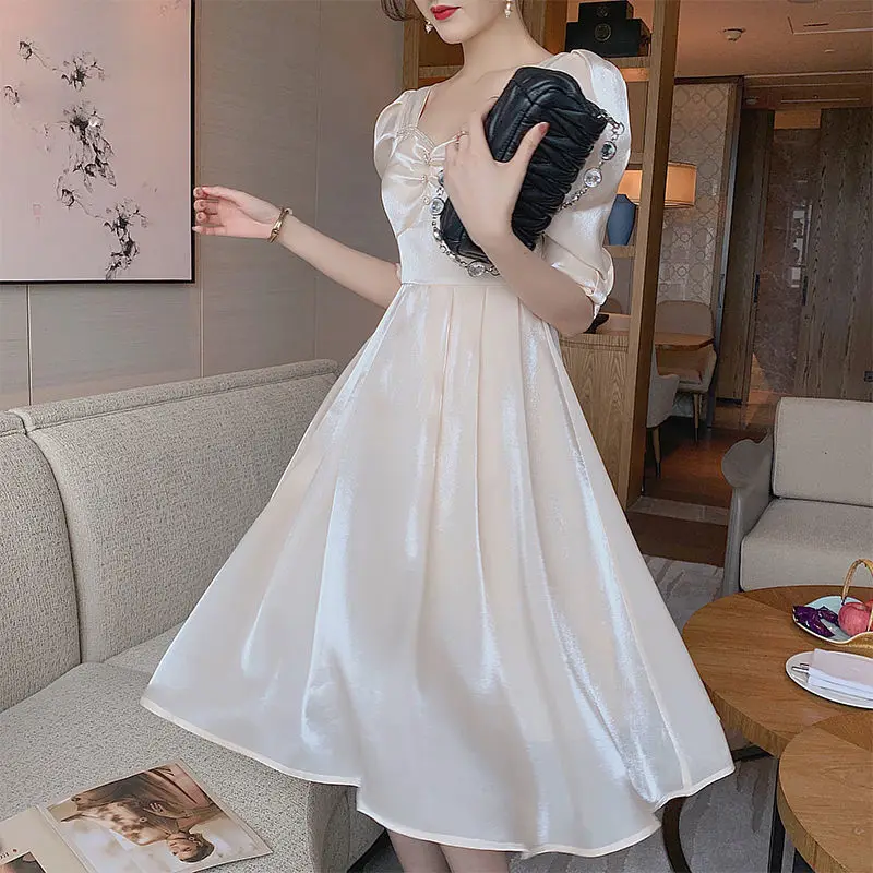 

French Twilight Cloud Dress Women's 2023 Summer New Short Sleeve White Long Skirt Fairy Skirt Super Fairy Flowing Light Skirt