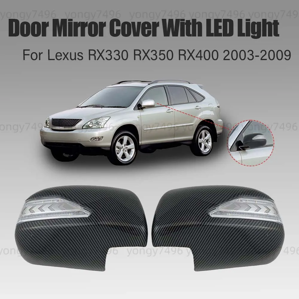 Car Upgrade Gloss Black Carbon Fiber Accessories Door Mirror Cover Trim For LeXus RX330 RX350 RX400 2003 - 2009