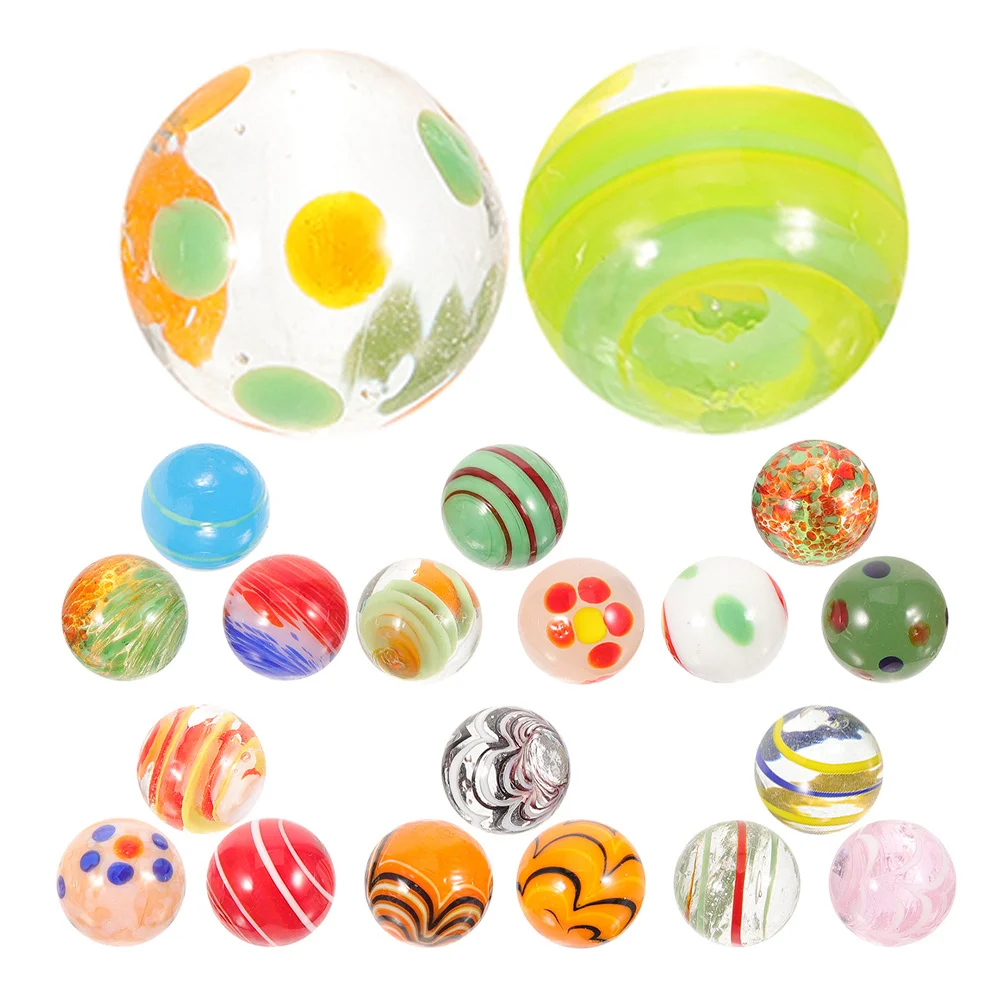 20pcs Glass Marbles For Fish Tank Decoration Colored Assorted Beads Vase Fillers Garden Crafts Kids Play Game Balls