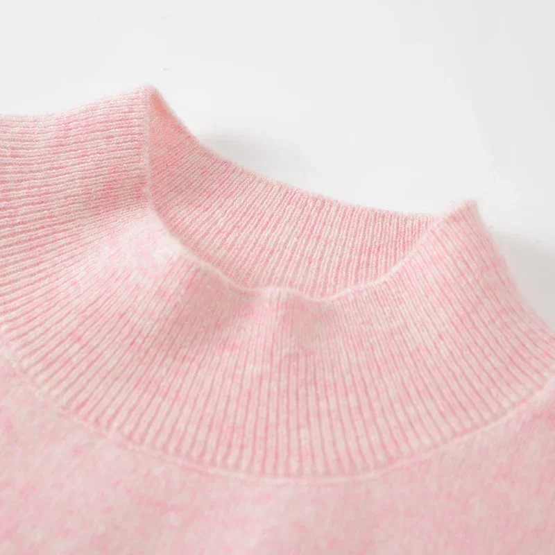 سترة محبوكة بأكمام طويلة لخريف وشتاء 2025 سترة نسائية ذات ياقة مدورة وطبقة أساسية ضيقة بلوفرات سميكة ودافئة #3