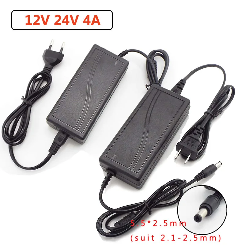 AC 110-240V to DC 12V 24V 4A Power Adapter Transformer US EU Charger Adaptor Supply Universal For LED Light Strip CCTV Camera C1