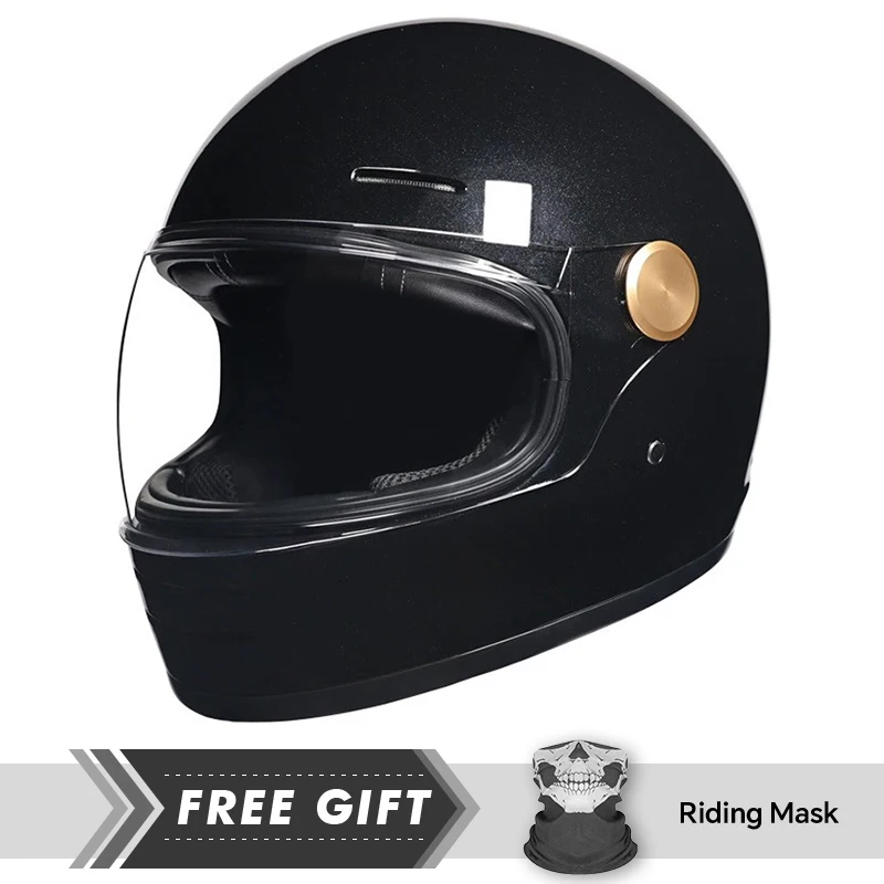 

Men's Full Face Motorcycle Helmet High Quality Fashion Leather Full Helmet Vintage Quick Release Buckle Cascos Para Moto DOT