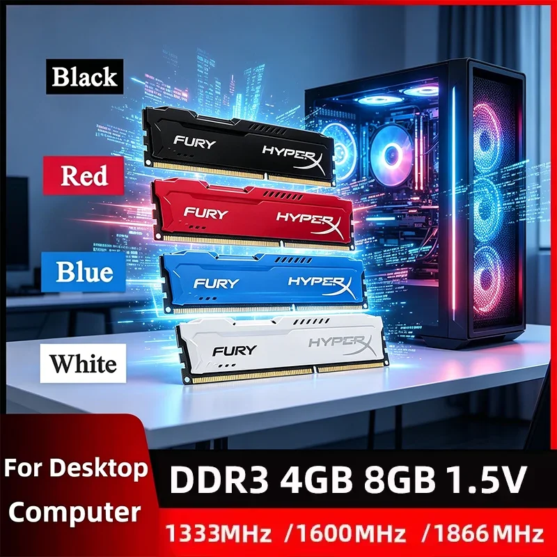 Nueva Memoria DDR3 8GB (2x4GB) 16GB (2x8GB) Kit RAM 1866MHz 1600MHz 1333MHz RAM de Escritorio 240 Pines 1.5V DIMM PC3-12800 14900 Fury RAM