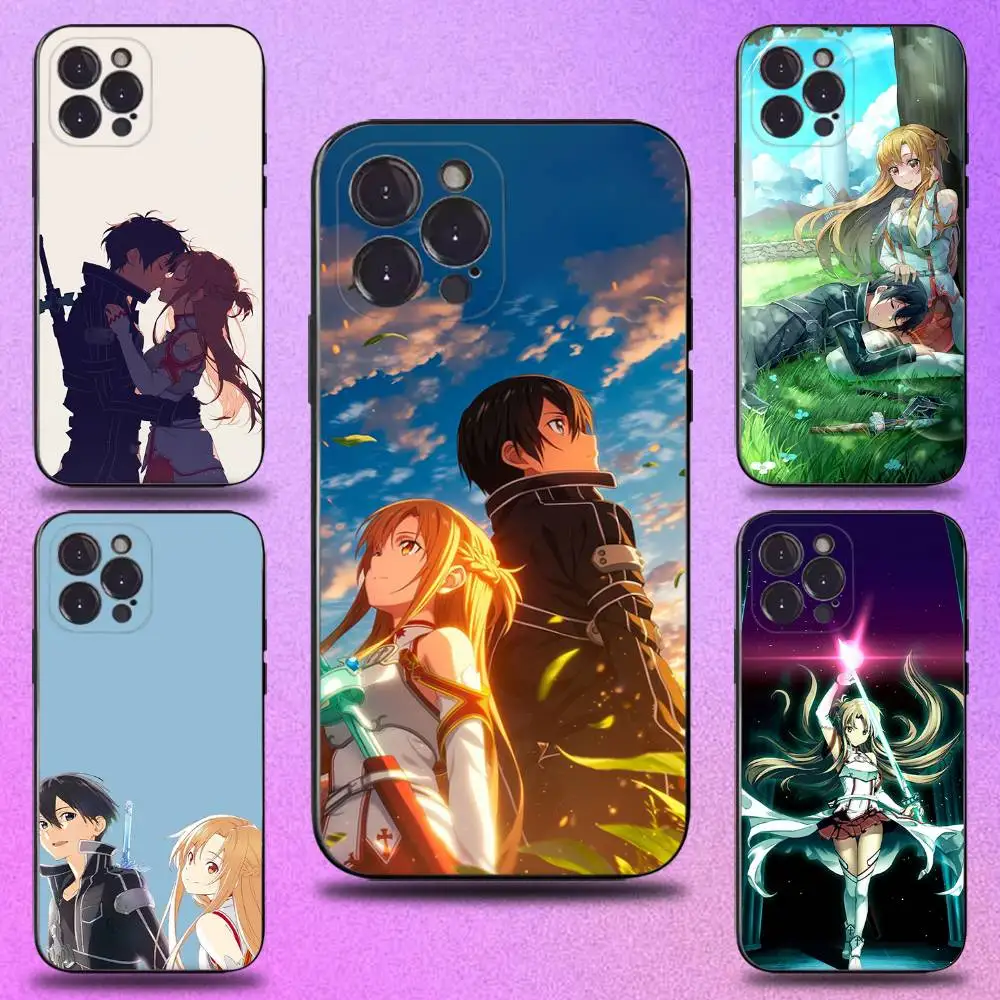 

Anime AsunaS K-Kirito Phone Case For iPhone 17,16,15,14,13,12,Pro,Max,Plus,E,SE4,Air,Mini Black Soft Cover