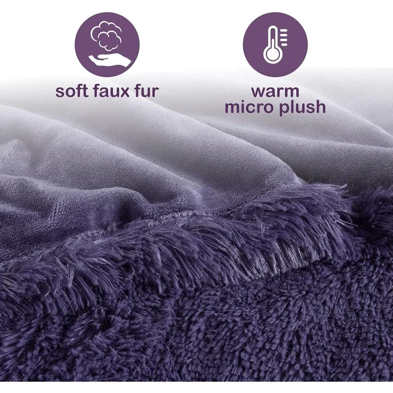 Heating blanket throw | plush sofa throw | 6 heating levels and 4 time Settings, automatic off, 6ft power cord | washable