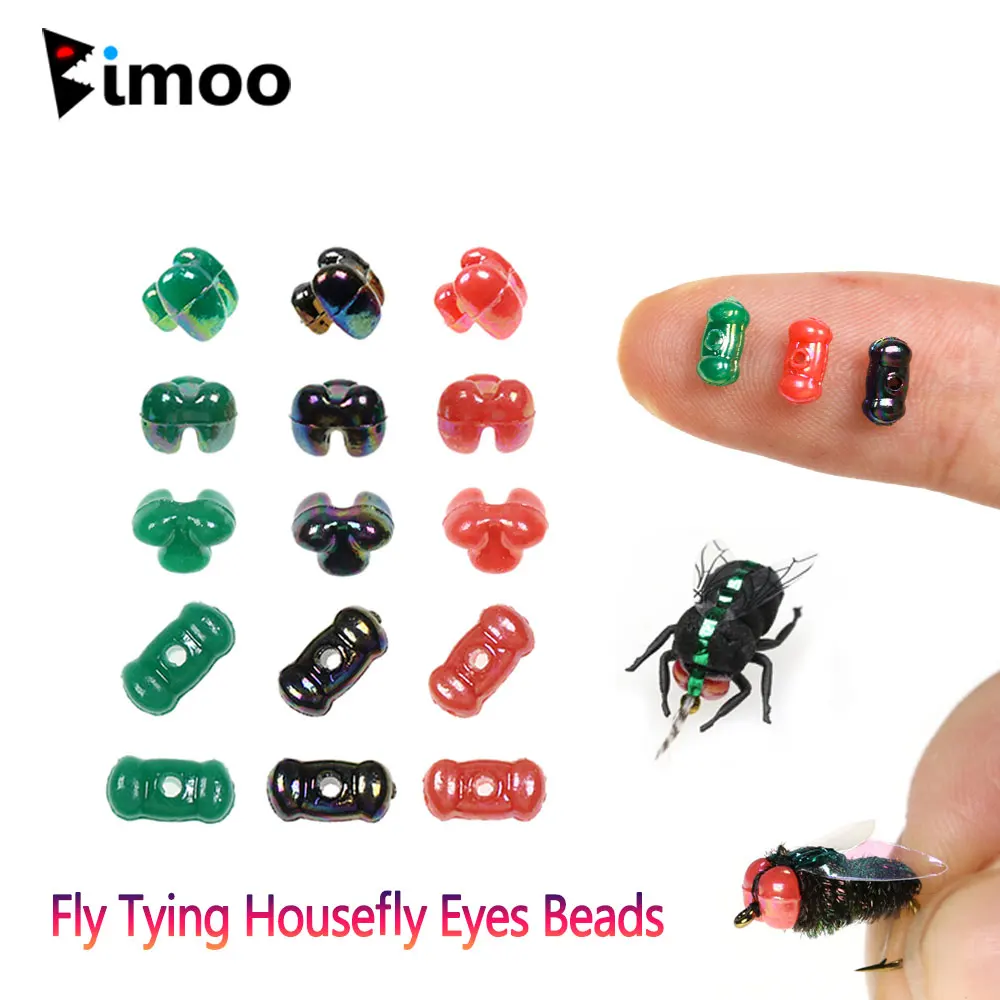 Bimoo 20pcs Fly Tying Beads 3D Holographic Housefly Eye Beads Double Dragonfly Eye Beads Rainbow hue Fishing Fly Tying Materials