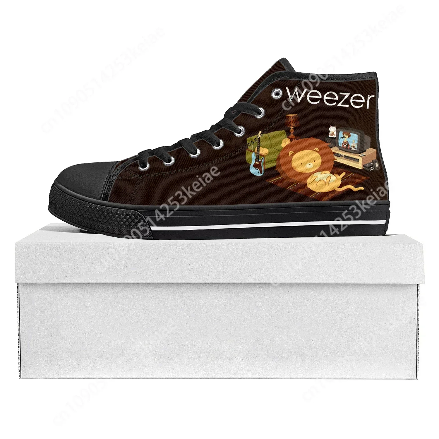 Weezer Pop Rock Band High Top High Quality Sneakers Mens Womens Teenager Canvas Sneaker Casual Couple Shoes Custom Shoe Black