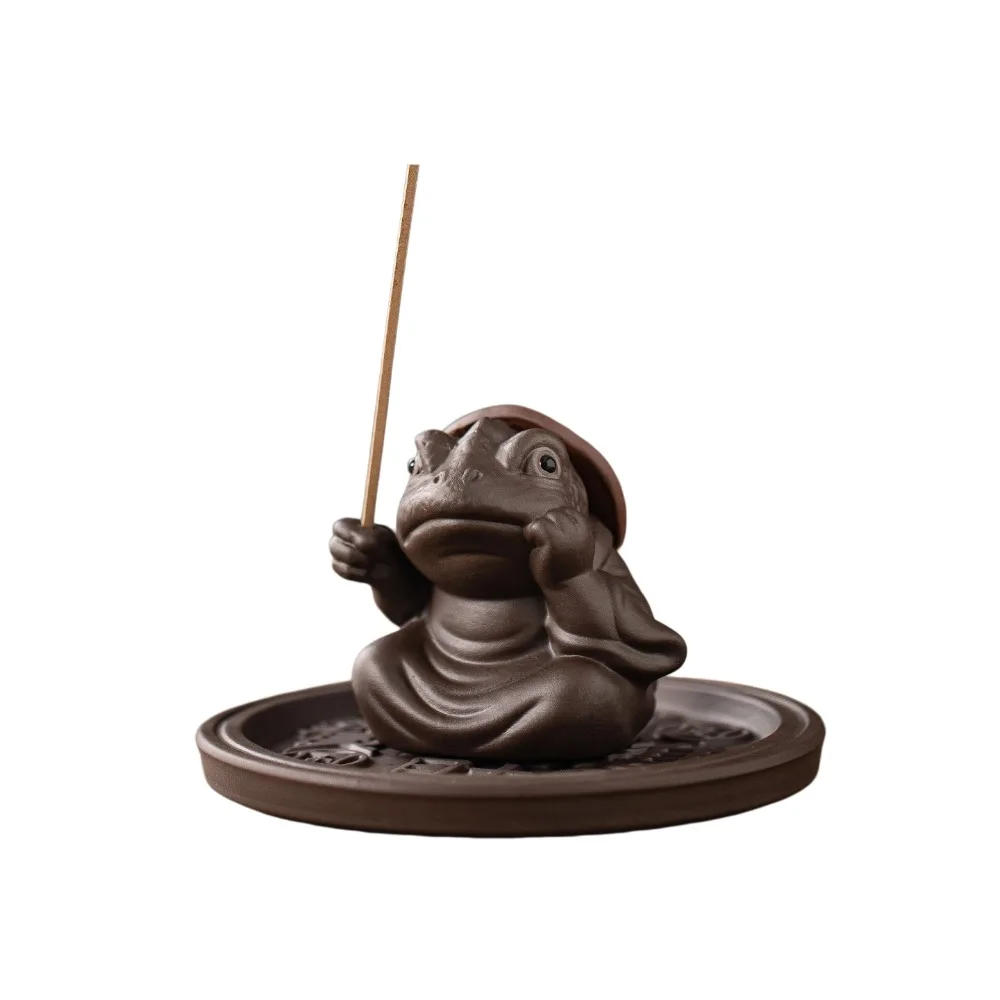 Zen Chinese Style Ceramic Toad Incense Burner Toad Fairy Sleep Aid Ceramic Toad Censer Holder Ceramics Desk Decor