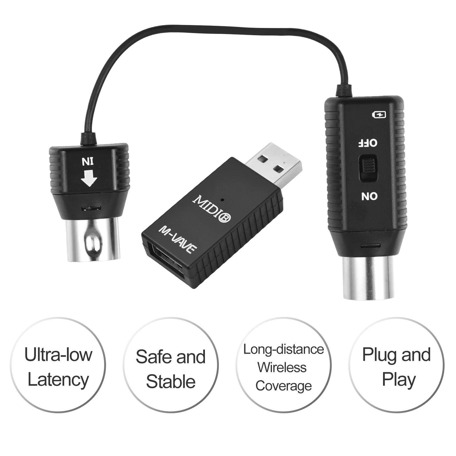 M-VAVE MS1 Mini Wireless Transmission System MIDI System MIDI Wireless Adapter Plug and Play Support for Devices with MIDI Inter