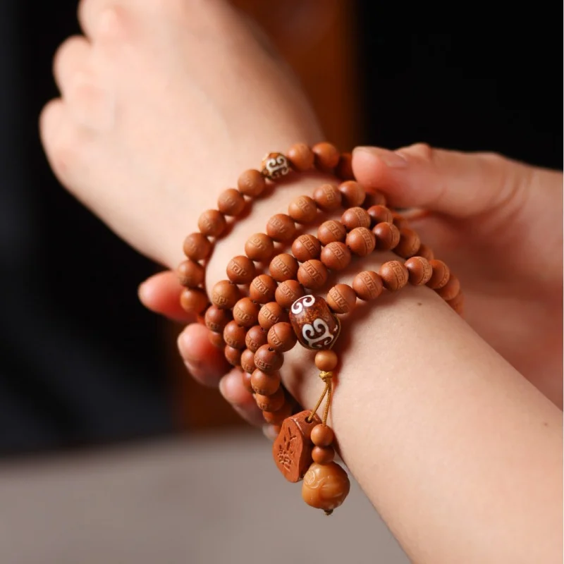 UMQ Barbie Sandalwood DIY Accessories Agate Men And Women Bodhi Root 108 Buddha Prayer Beads Bracelet