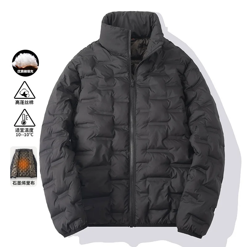 

Men's Lightweight Puffer Jackets Graphene Quilted Down Parkas Men's Standing Collar Coat Water-Resistant Casual Winter Coat