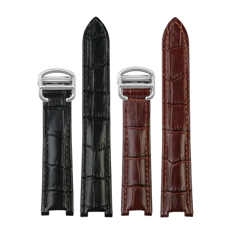 Watch Band Women's Genuine Leather For Cartier Prsr Watch Band PASHA Series Cow Leather Watch Band Notched Men's Chain