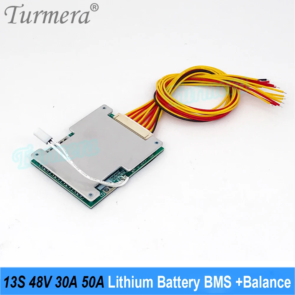 Turmera 48V E-Bike Battery Box Case 13S 30A 50A Balance BMS z uchwytem 13S6P 18650 Welding Nickel DC XT60 Plug for Diy Pack Use