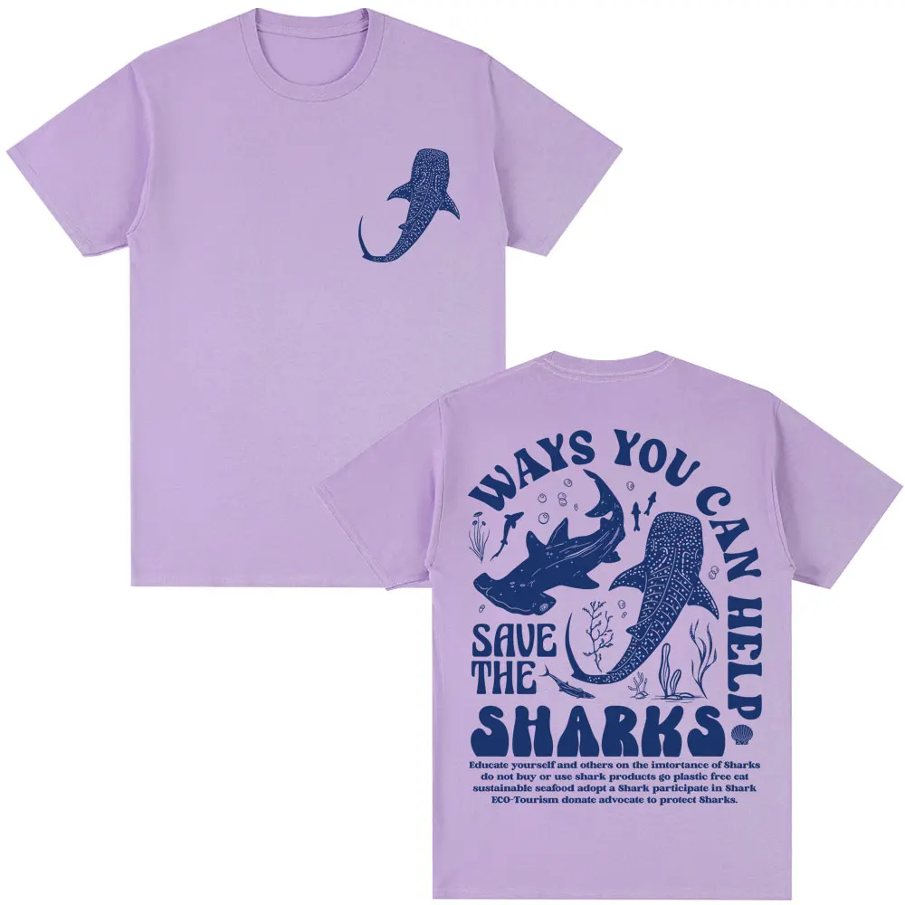 حفظ أسماك القرش احترام المحلي الجرافيك تي شيرت مضحك المحيط الرجال النساء الجمالية قصيرة الأكمام فضفاضة القطن عادية Y2k تي شيرت