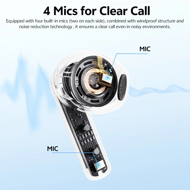 QCY AilyBuds E10 سماعات لاسلكية صوت عالي الدقة مع سماعات ترميز LDAC بلوتوث 5.4 صوت مسكن سماعات أذن TWS سائق 13 ملم