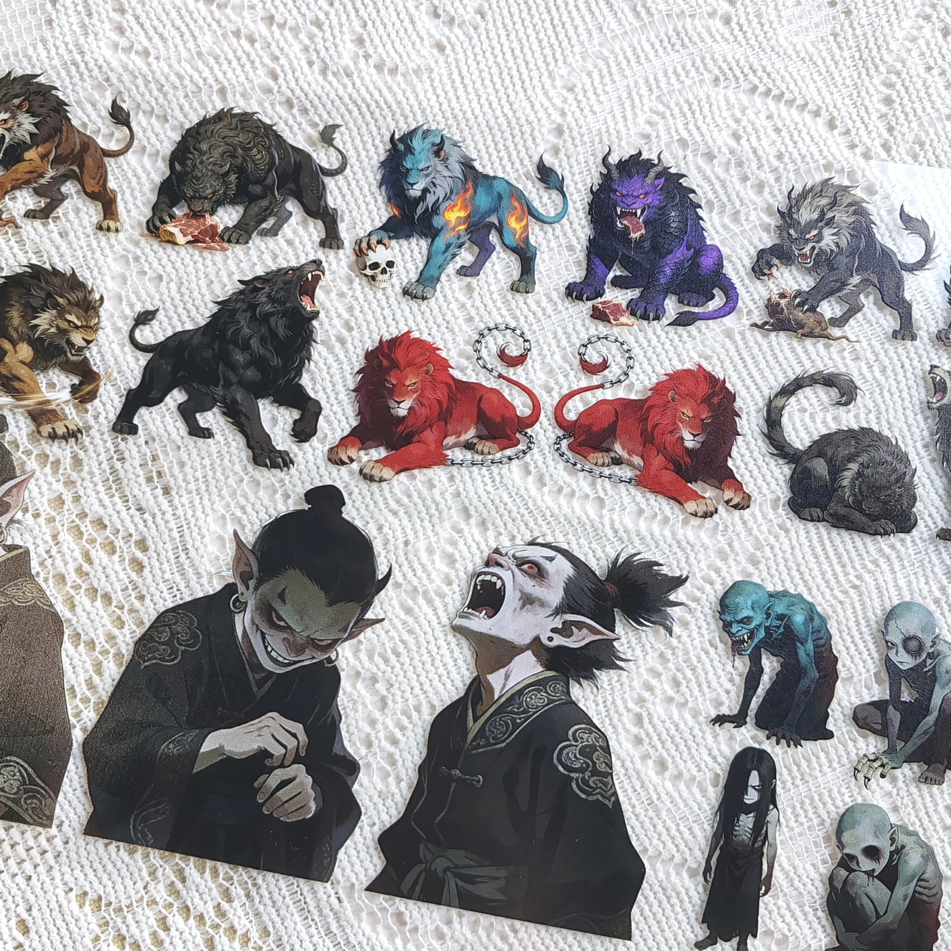Homemade Monsters, Ghosts, Beasts, Chinese-style Dark Horror Characters, Animal Hand Accounts, Tape, Gooka Collage, Decorative T