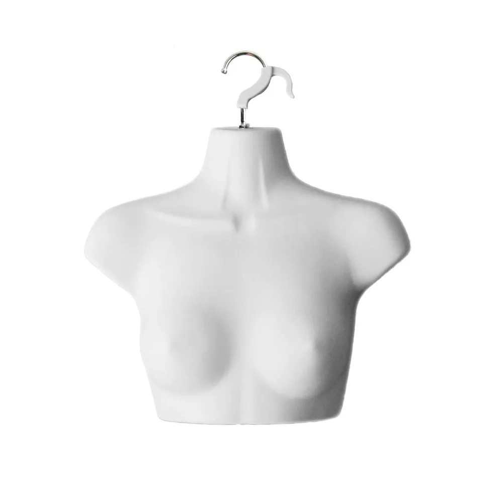 مجموعة عارضة أزياء نسائية بيضاء مقاس S-M طويلة مجوفة من الخلف مع حامل معدني وعمود وخطاف معلق للعرض