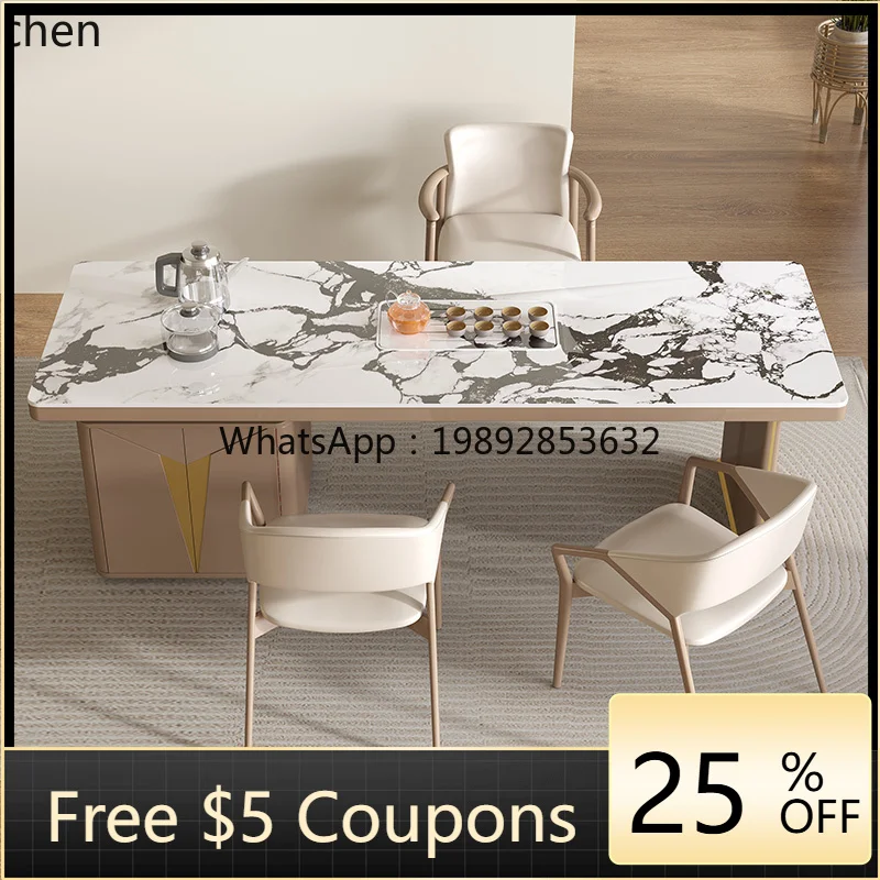 

light luxury rock slab tea table stainless steel frame tea table integrated living room home office tea table