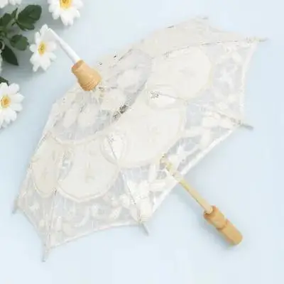 

Elegant Lace Bridal Parasol Wedding Photography Prop White Embroidery Umbrella Costume Decoration Tea Party Accessory Durable